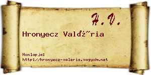 Hronyecz Valéria névjegykártya